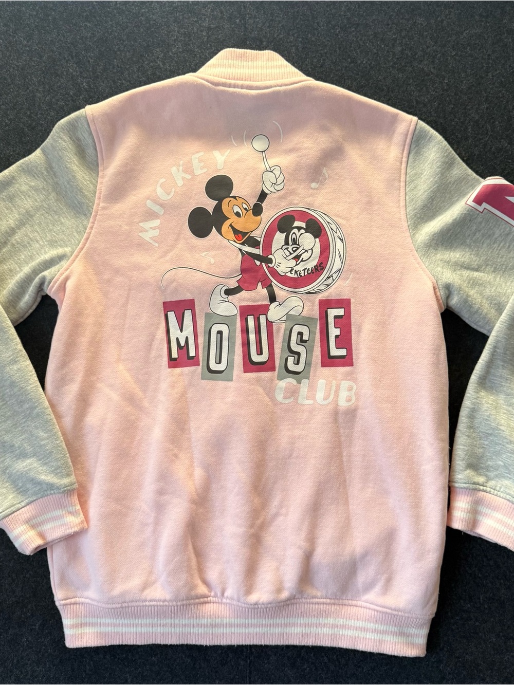 Disney Mickey Mouse Club Pink & Gray VarsityBomber Jacket Small S